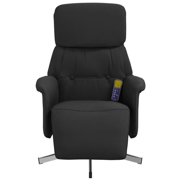vidaXL Fauteuil inclinable de massage avec repose-pieds noir tissu