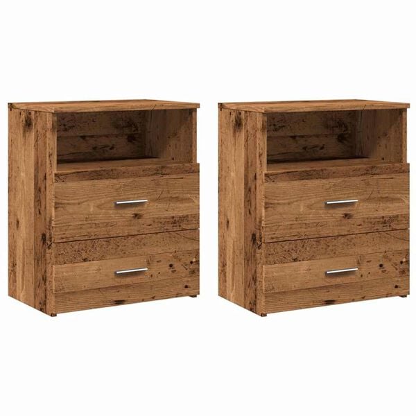 vidaXL Tables de chevet 2 pcs vieux bois 50x32x60 cm bois d'ingénierie