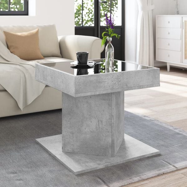 vidaXL Table basse avec LED gris béton 50x50x45 cm bois d'ingénierie