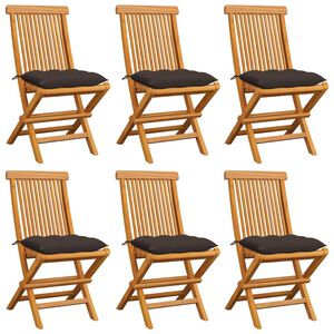 vidaXL Chaises de jardin et coussins taupe lot de 6 Bois teck massif