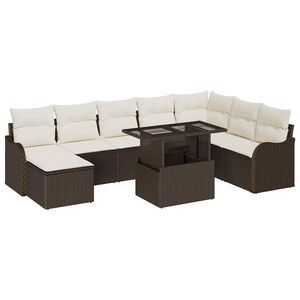 vidaXL Ensemble de canap&eacute; de jardin 9 pcs Marron Poly rotin