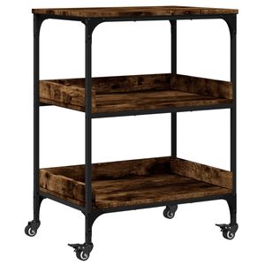vidaXL Chariot de cuisine ch&ecirc;ne fum&eacute; 60x41x80,5 cm bois d'ing&eacute;nierie