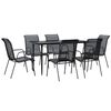 vidaXL Ensemble &agrave; manger de jardin 7 pcs noir textil&egrave;ne et acier