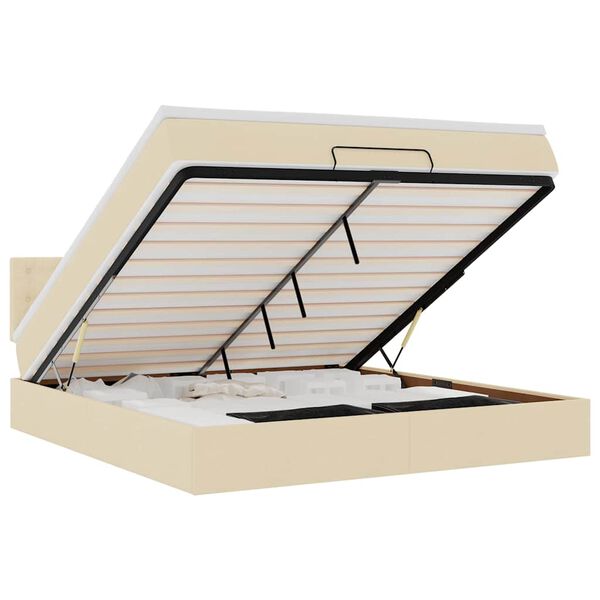 VidaXL Cadre de lit ottoman avec matelas crème 160x200 cm tissu