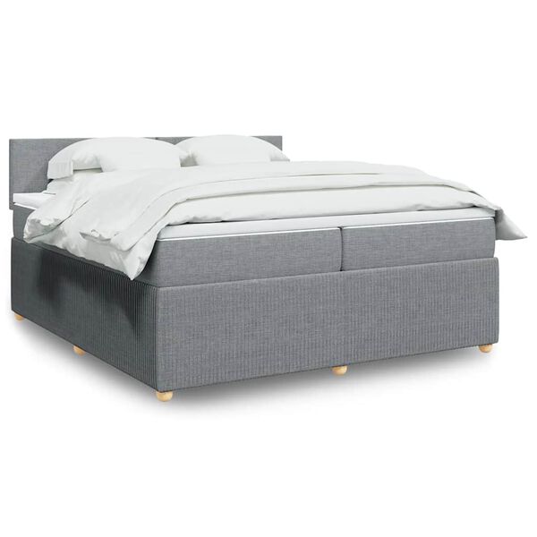 vidaXL Sommier &agrave; lattes de lit avec matelas Gris clair 200x200cm Tissu