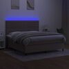 vidaXL Sommier &agrave; lattes de lit et matelas et LED Taupe 160x200cm Tissu
