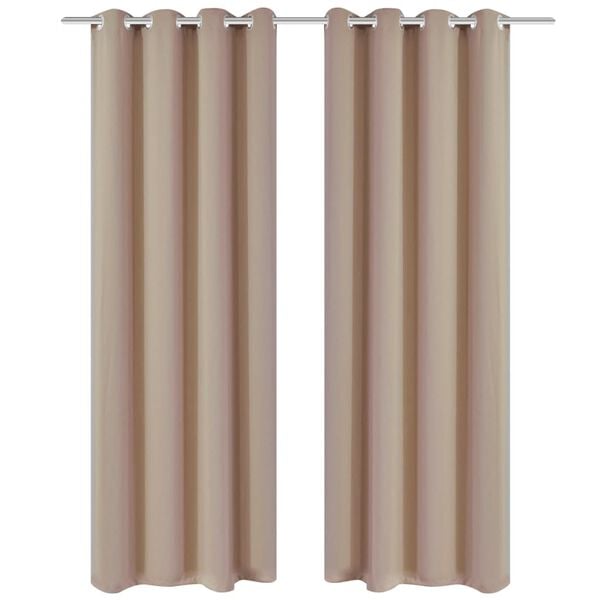 vidaXL Rideau occultant 2 pcs avec &oelig;illets m&eacute;talliques 135x175cm Cr&egrave;me