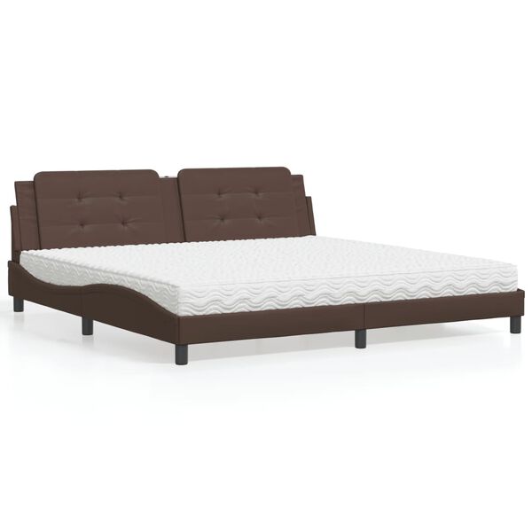 vidaXL Lit avec matelas Zadar marron 200x200 cm similicuir