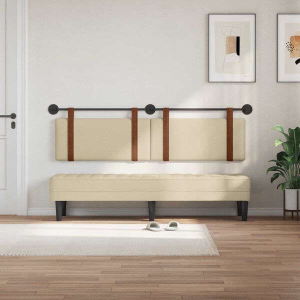 vidaXL T&ecirc;te de lit suspendue Uni Cr&egrave;me 170 x 55 x 5 cm PU antique