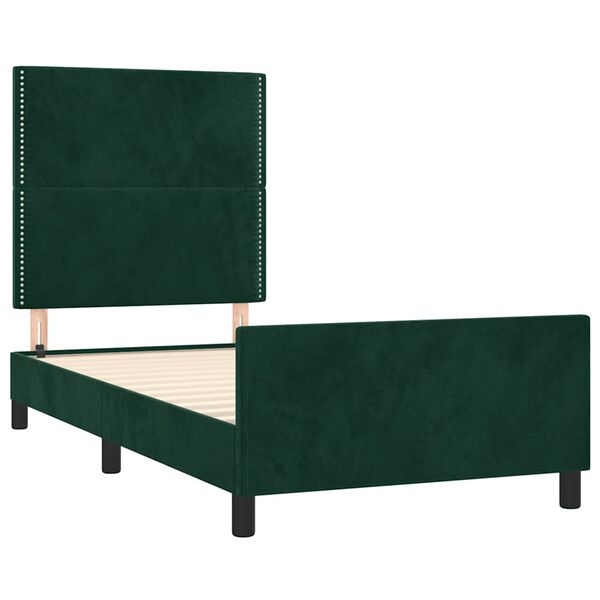 vidaXL Cadre de lit sans matelas vert fonc&eacute; 90x200 cm velours