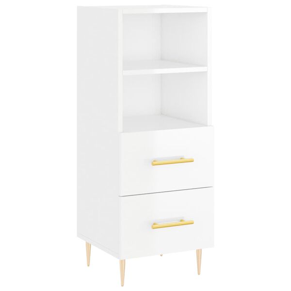 vidaXL Buffet Blanc brillant 34,5x34x90 cm Bois d'ingénierie