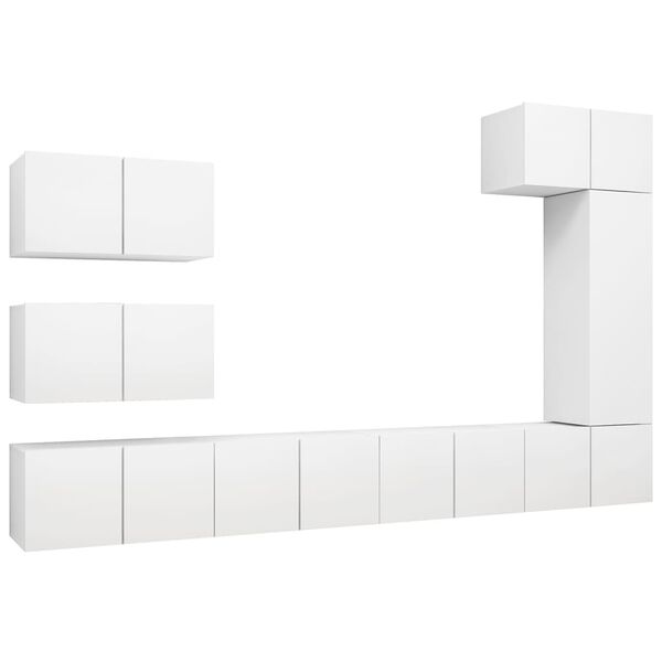 vidaXL Ensemble de meubles TV 8 pcs Blanc Bois d'ing&eacute;nierie