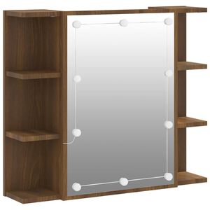 vidaXL Armoire &agrave; miroir avec LED Ch&ecirc;ne marron 70x16,5x60 cm