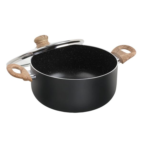 Livoo Casserole Aspect pierre et bois 28 cm 6 L Aluminium