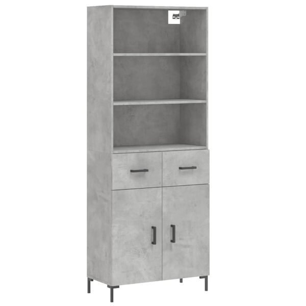 vidaXL Buffet haut Gris b&eacute;ton 69,5x34x180 cm Bois d'ing&eacute;nierie