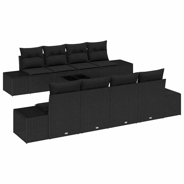 vidaXL Ensemble de canap&eacute; de jardin avec coussin 7 pcs Noir polyrotin