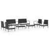 vidaXL Salon de jardin 8 pcs avec coussins r&eacute;sine tress&eacute;e noir