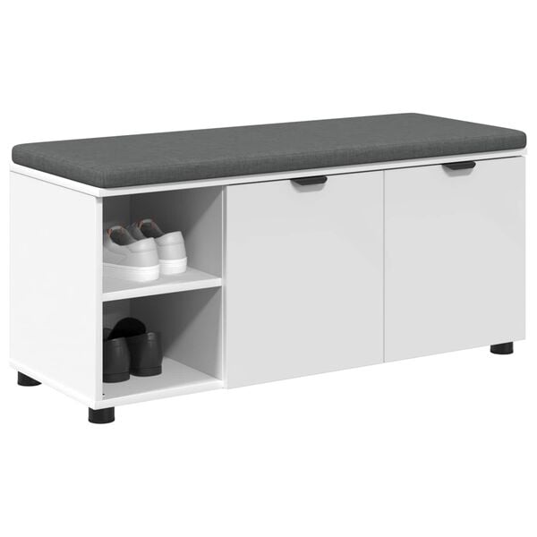 vidaXL Banc d'entr&eacute;e Blanc 100 x 38 x 46 cm Bois Ing&eacute;nierie et Tissu