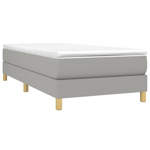 vidaXL Sommier &agrave; lattes de lit avec matelas Gris clair 90x200 cm Tissu