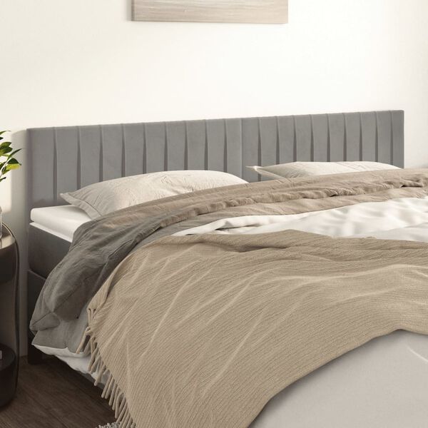 vidaXL T&ecirc;tes de lit 2 pcs Gris clair 100x5x78/88 cm Velours