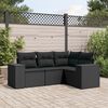 vidaXL Salon de jardin 4 pcs avec coussins noir r&eacute;sine tress&eacute;e