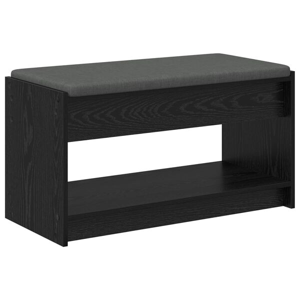 vidaXL Banc d'entr&eacute;e avec coussin Ch&ecirc;ne Noir 83 x 38 x 45 cm