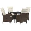 vidaXL Ensemble de salle &agrave; manger pour jardin 5 pc Marron polyrotin