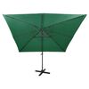 vidaXL Parasol de jardin en porte-à-faux et mât et lumières LED vert