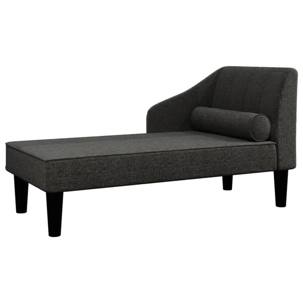vidaXL Chaise longue avec traversin noir tissu