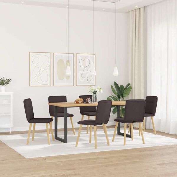 vidaXL Chaises &agrave; manger lot de 6 marron fonc&eacute; tissu