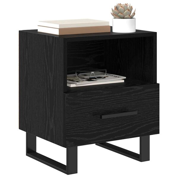 vidaXL Cabinet de chevet avec tiroir Ch&ecirc;ne noir 40 x 35 x 47,5 cm