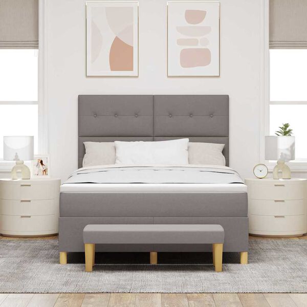 vidaXL Lit &agrave; ressorts avec matelas Taupe 160 x 200 cm tissu