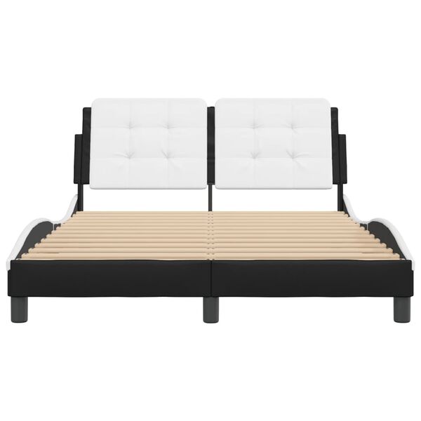 vidaXL Cadre de lit sans matelas Zadar noir et blanc 140x190 cm similicuir