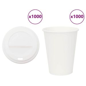 vidaXL Tasses &agrave; caf&eacute; en papier avec couvercles 1000 pcs 12oz 300ml