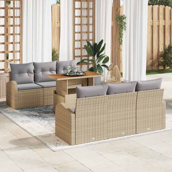 vidaXL Ensemble de canap&eacute; de jardin 7 pcs beige et gris clair