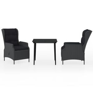 vidaXL Ensemble &agrave; manger de jardin 3 pcs Gris fonc&eacute;