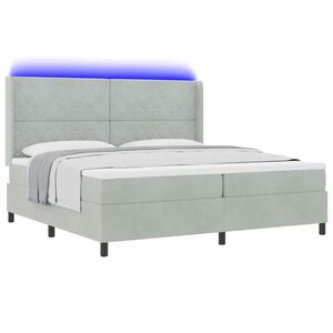 vidaXL Lit &agrave; ressorts avec matelas Gris clair 200 x 200 cm Velours