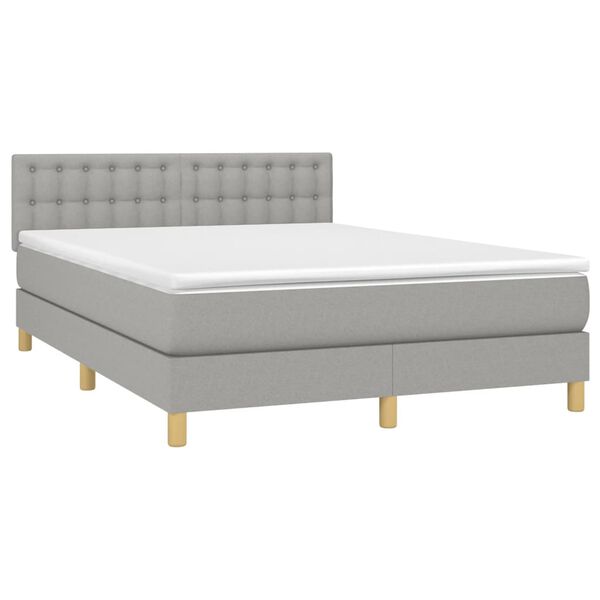 vidaXL Sommier &agrave; lattes de lit avec matelas Gris clair 140x190cm Tissu