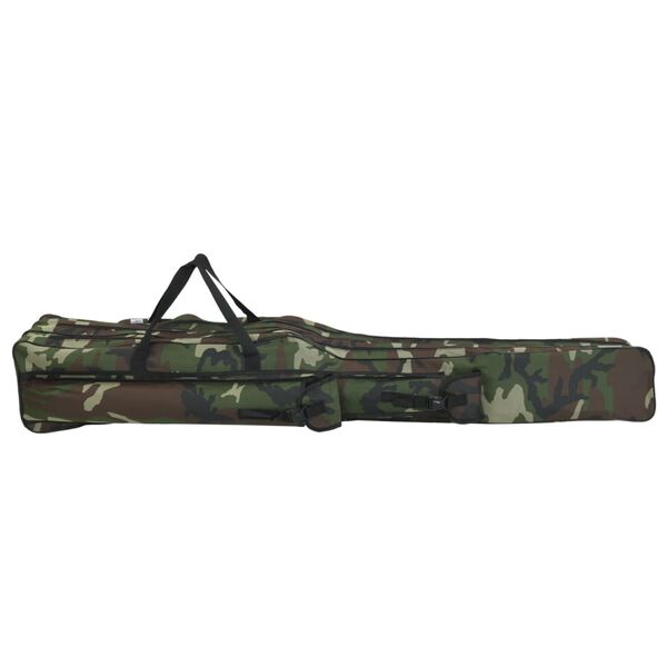 vidaXL Sac de canne &agrave; p&ecirc;che vert camouflage 160 cm tissu oxford