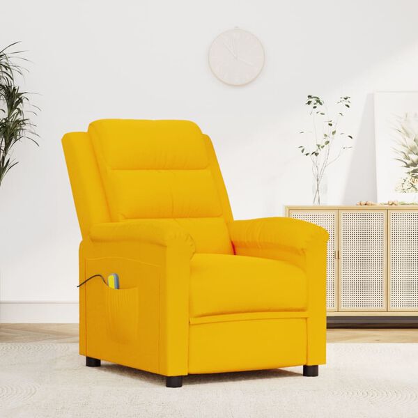 vidaXL Fauteuil de massage Jaune Velours