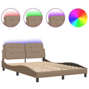 vidaXL Cadre de lit avec LED sans matelas Zadar cappuccino 120x200 cm