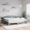 vidaXL Lit de jour avec gigogne et matelas gris clair 90x200 cm tissu