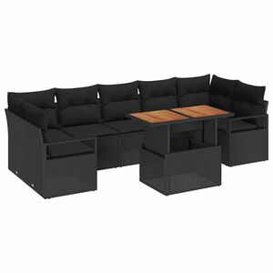 vidaXL Ensemble de canap&eacute; de jardin avec coussin 8 pcs Noir et Marron