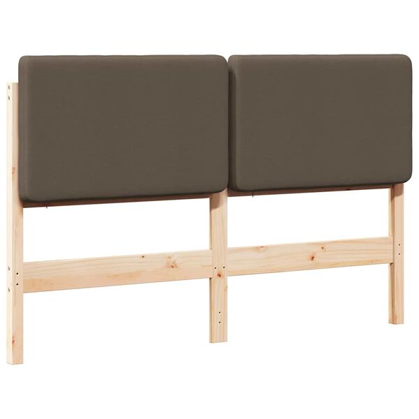 vidaXL T&ecirc;te de lit capitonn&eacute;e Marron et Taupe 140 cm Pin massif
