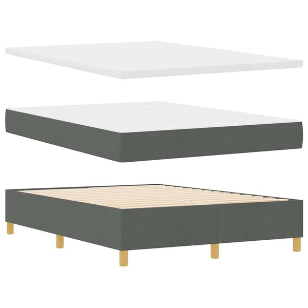 vidaXL Lit &agrave; ressorts avec matelas Gris fonc&eacute; 140 x 190 cm tissu
