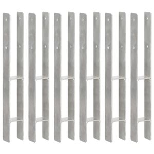 vidaXL Piquets de cl&ocirc;ture 6 pcs Argent&eacute; 7x6x60 cm Acier galvanis&eacute;
