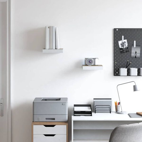 vidaXL &Eacute;tag&egrave;res murales 2 pcs Ch&ecirc;ne et blanc 23x23,5x3,8 cm MDF