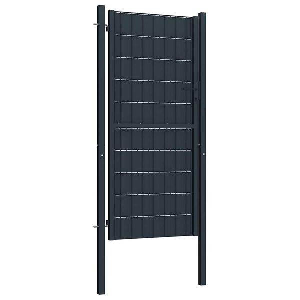 vidaXL Portail de cl&ocirc;ture en PVC et acier 100 x 204 cm anthracite