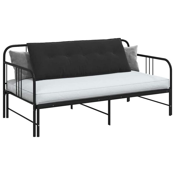 vidaXL Coussin de Dos Noir 140 x 50 cm Tissu en velours c&ocirc;tel&eacute;