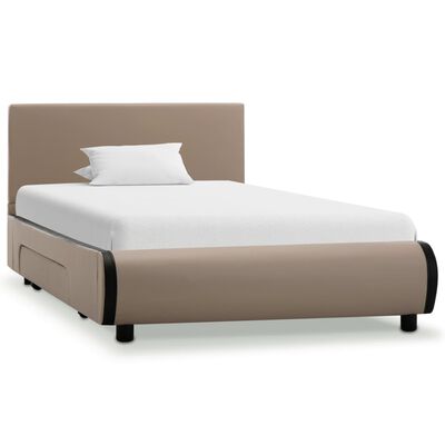 vidaXL Cadre de lit avec tiroirs Cappuccino Similicuir 100 x 200 cm